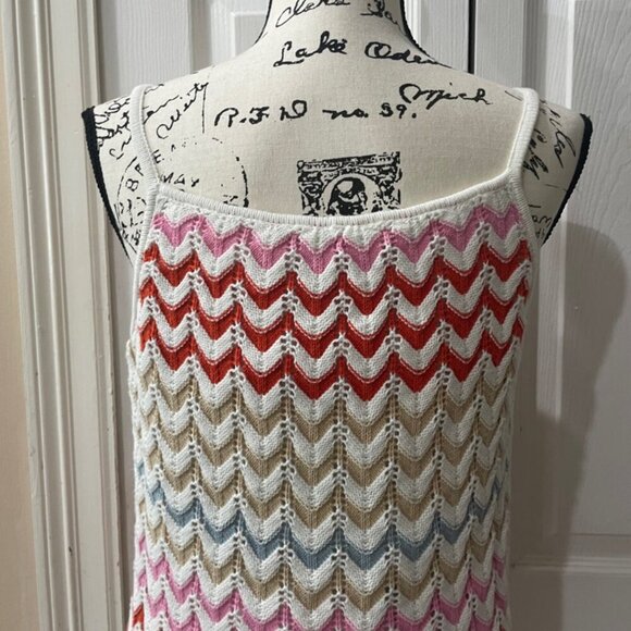 EMBELISHED CROCHET KNITTED BODYCON DRESS CAMILLE MULTICOLOR STRIPES Sz M TRENDY - Picture 11 of 16